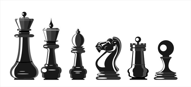 Vector chess figures isolated on a white background