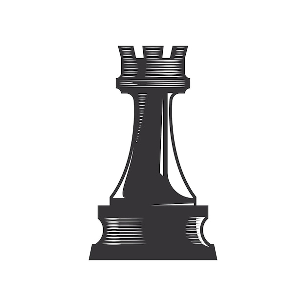 Chess Rook vector line art illustration.