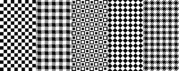 Chess seamless pattern Plaid checkered square textures Gingham pixel buffalo textile background