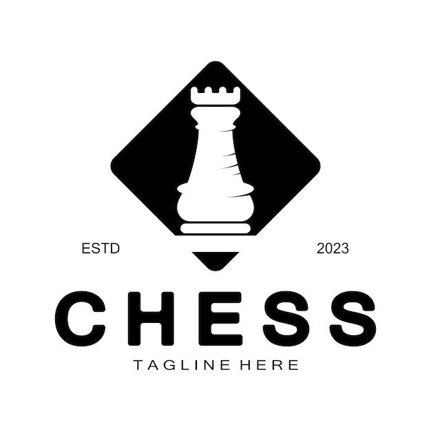 Chess strategy game logo with horse king pawn minister and rook Logo for chess tournament chess