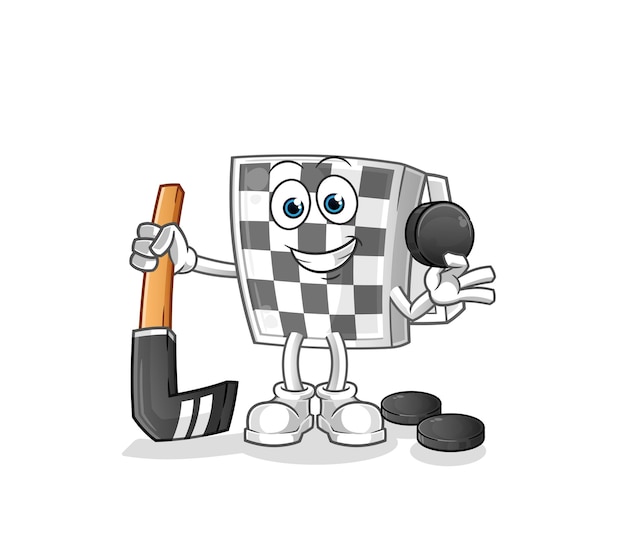 Chessboard playing hockey vector. cartoon character