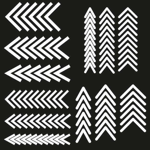 Vector chevron patterns collection black and white arrow design vector directional symbols