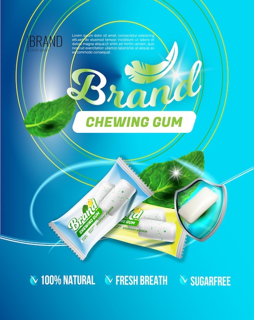 Vector chewing gum creative promotion poster