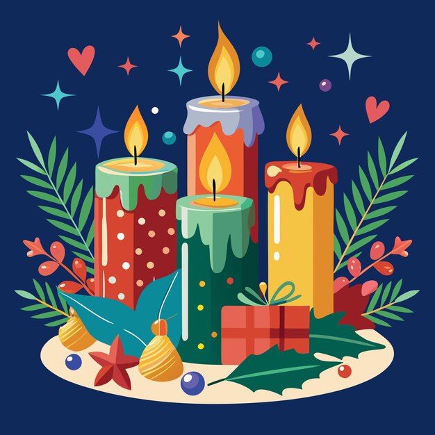 Chiasmas Candle Color Vector Illustration Design