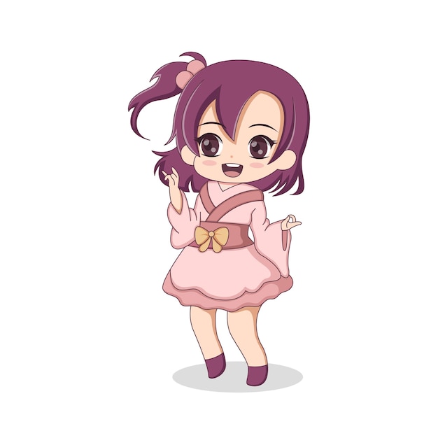 Vector chibi anime character design illustration