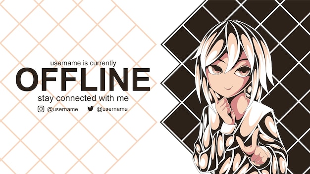 chibi anime offline banner for twitch