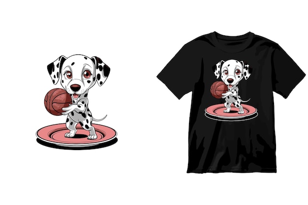 Vector a chibi animestyle dalmatian dog t shirt design