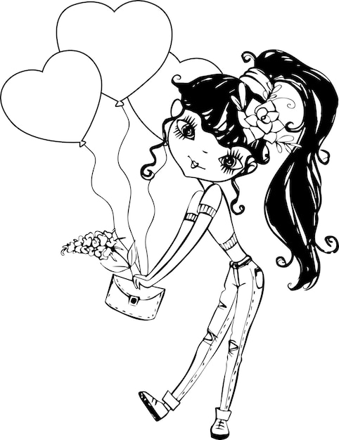 Chibi Girls coloring page for kids