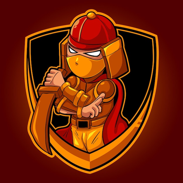 Chibi ninja samurai , mascot esports logo vector illustration