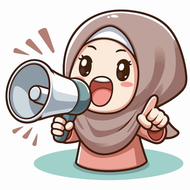 Chibi Woman is Speak Using Speaker