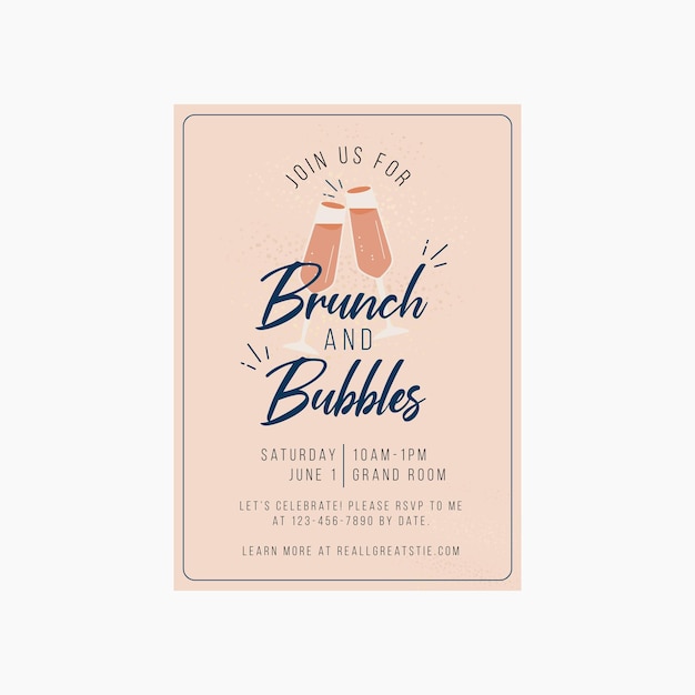 Vector chic brunch amp bubbles feminine vector invitation