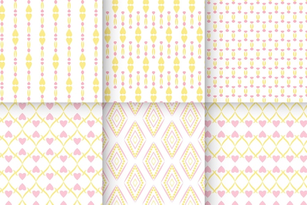 Chic pink and yellow heart pattern