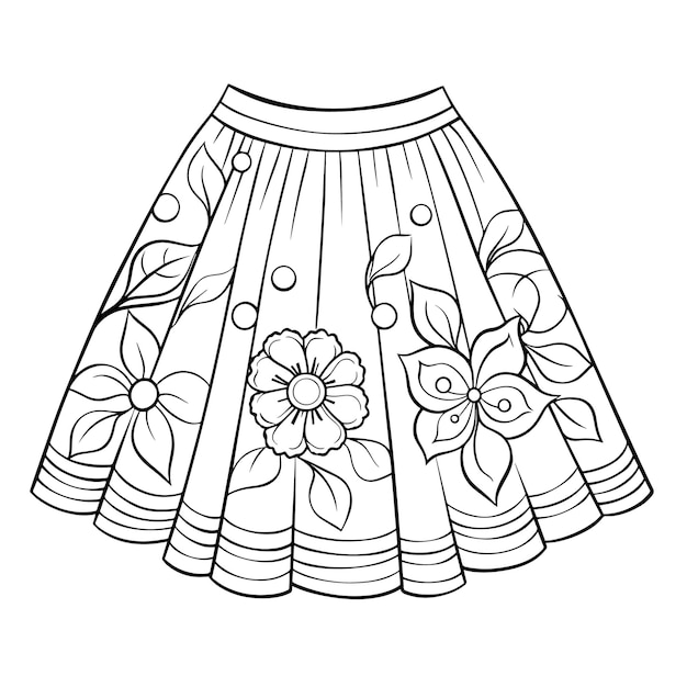 Chic skirt outline icon in vector format for fashion designs