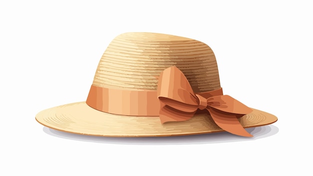 Chic Straw Hat with Ribbon for Women in Vector Illustration