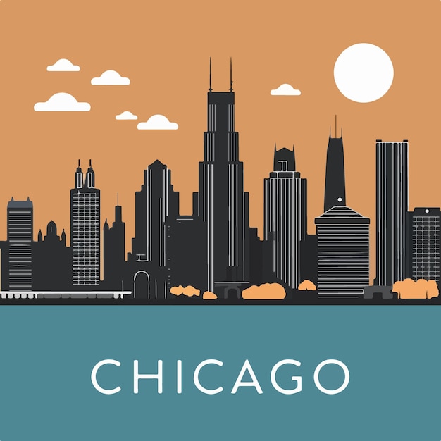 Chicago City Skyline Vector