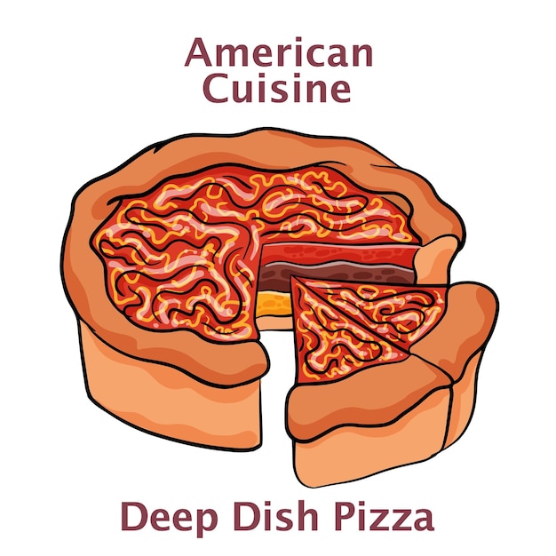 Chicago Style Deep Dish Cheese Pizza on white background