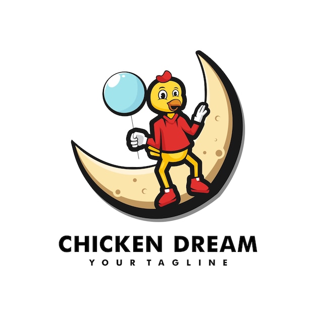 Chick carrying balloons logo mascot