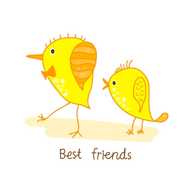 Chick A hatched chicken Best friends cartoon Handdrawn