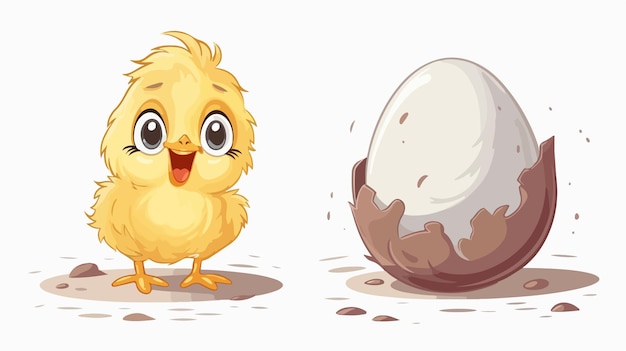 Vector chick hatching from egg development of poultry