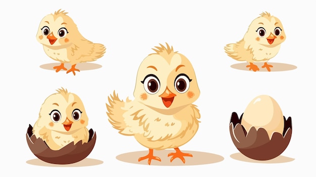 Vector chick hatching from egg development of poultry