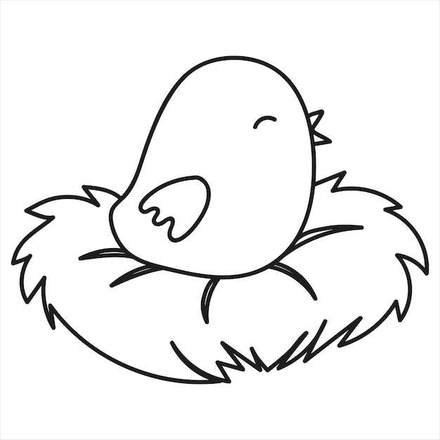 Chick in the Nest Doodle Style