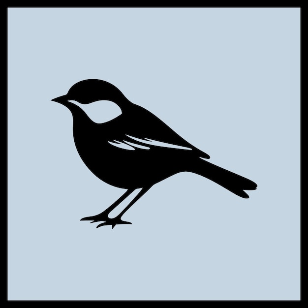 Chickadee Bird Silhouette Vector Illustration