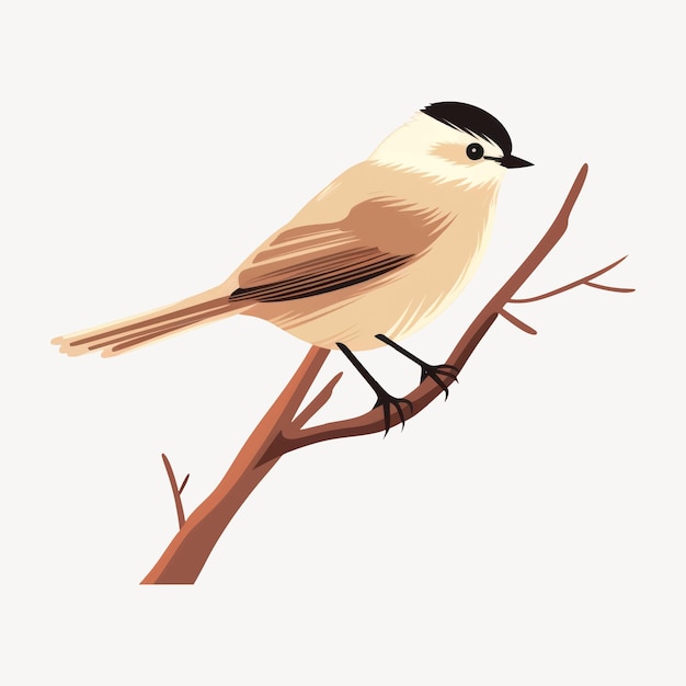 Vector chickadee perched on branch