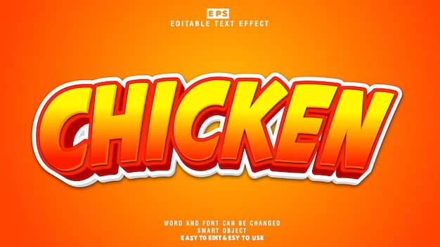 Chicken 3d Editable Text Effect Vector With Background