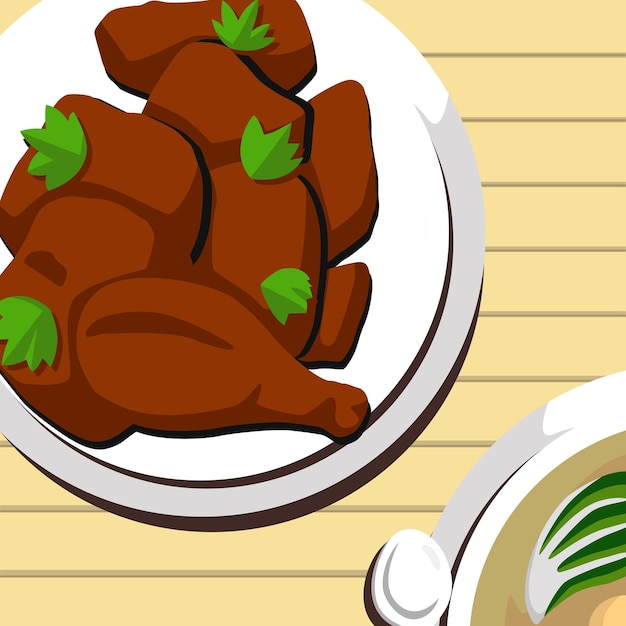 Chicken adobo flat style illustration vector design