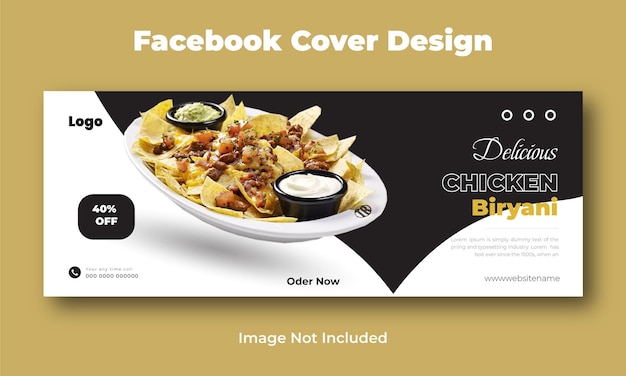 Chicken biryani food facebook cover design template