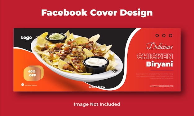 Chicken biryani food facebook cover design template