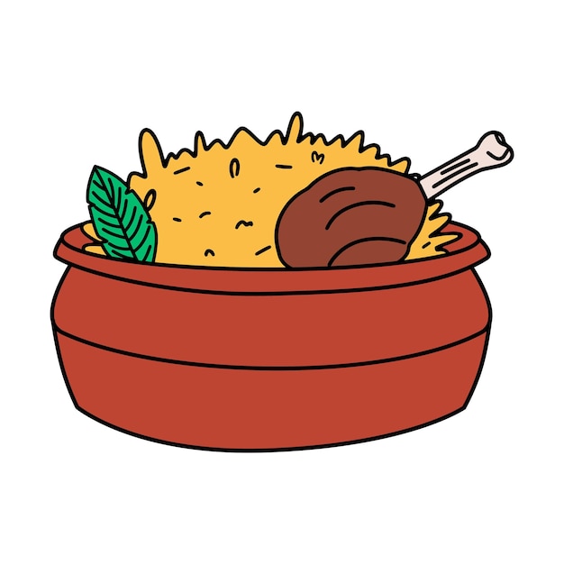 Chicken Biryani icon A dish of Indian and Arabic cuisine Vector illustration in flat style