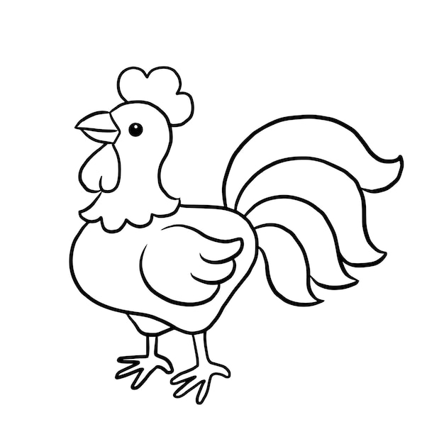 chicken cartoon animal cute kawaii doodle coloring page drawing