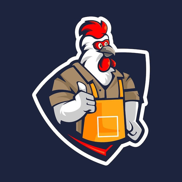 Chicken cartoon mascot logo design vector with modern illustration