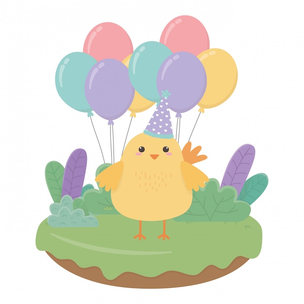 Chicken cartoon with happy birthday 