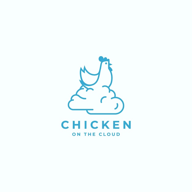 Chicken on the cloud logo vector icon linear illustration