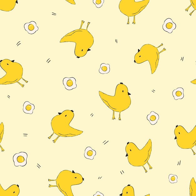 Chicken cute cartoon seamless pattern