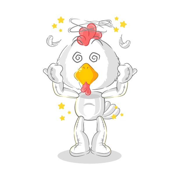 Chicken dizzy head mascot cartoon vector