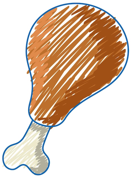 Chicken drumstick in pencil colour sketch simple style