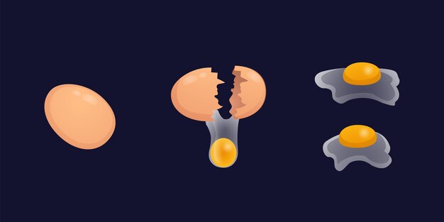 Vector chicken egg cracking