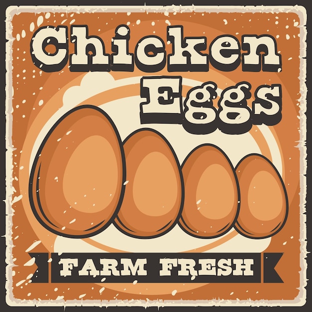 Chicken Eggs Signage Poster Retro Rustic Classic Vector