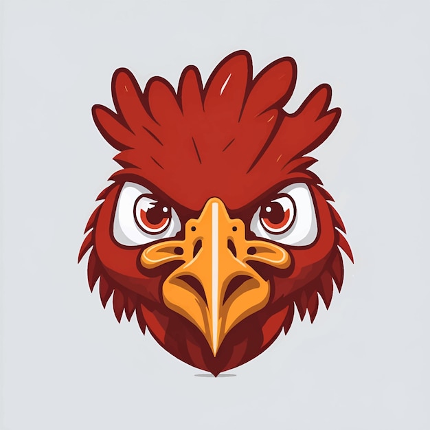 Chicken face or head flat cartoon icon Rooster head or hen head vector illustration