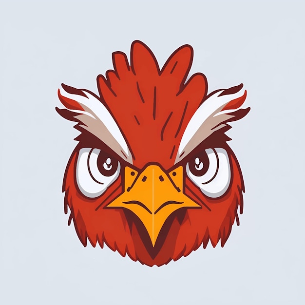 Chicken face or head flat cartoon icon Rooster head or hen head vector illustration