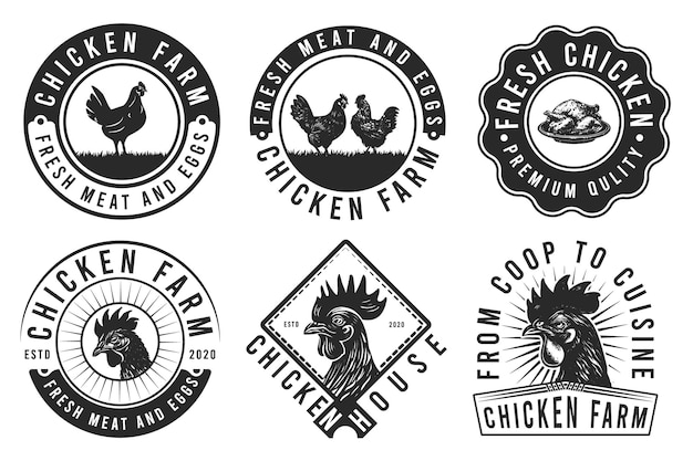 Chicken Farm Badge or Label Chicken rooster poultry farm vintage badge logo design inspiration