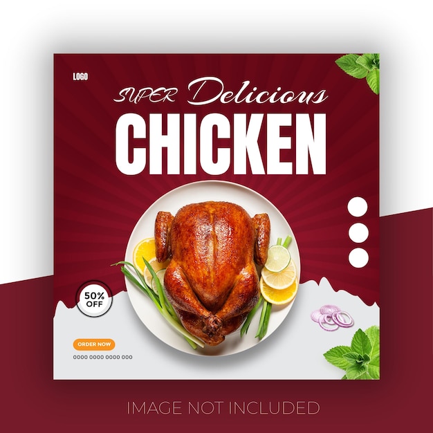 Chicken food social media post or food banner template