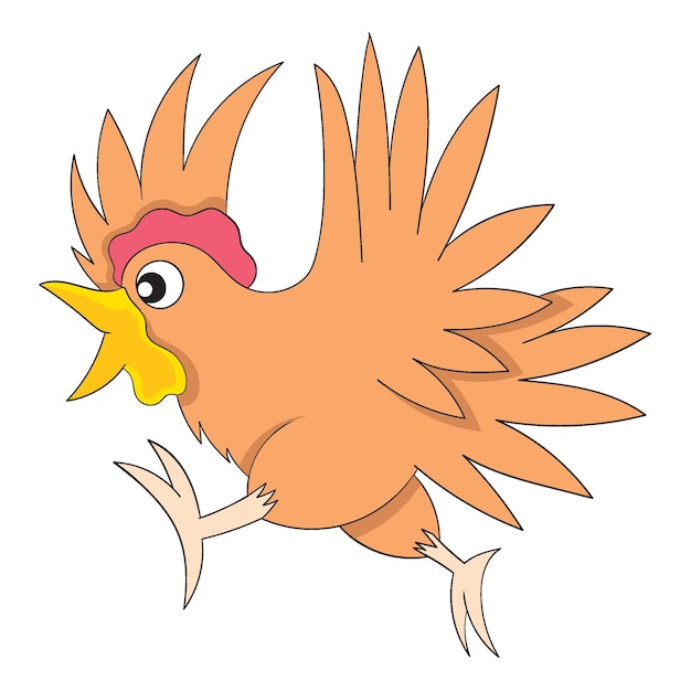 Chicken fowl animal is running scared