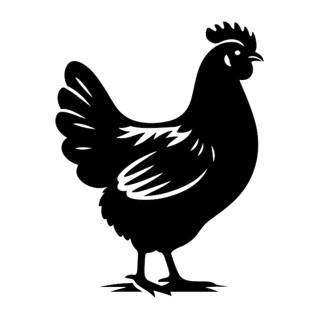 Chicken hen silhouette isolated on white background Flat vector Farm Animal illustration