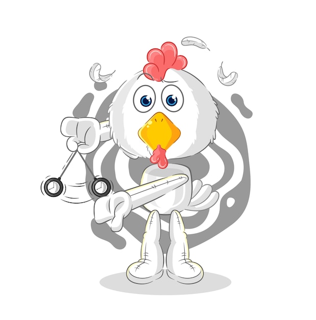 Chicken hypnotizing cartoon cartoon mascot vector