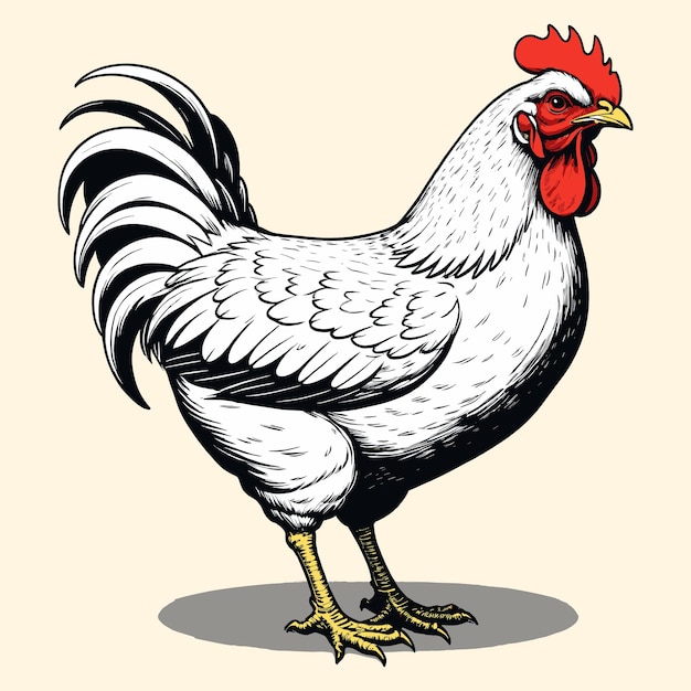 A Chicken Illustration in Vintage Engraved Style