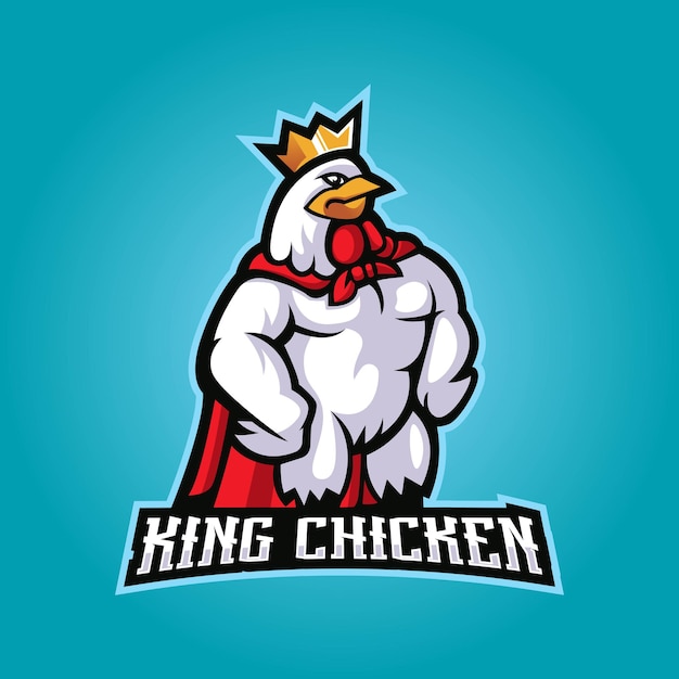 Chicken king cartoon mascot logo illustration